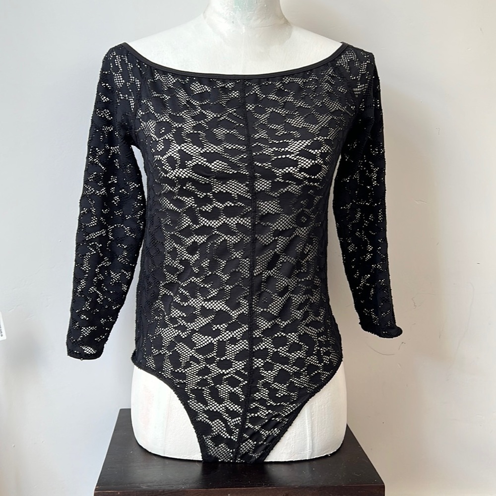 Good American leopard lace leotard